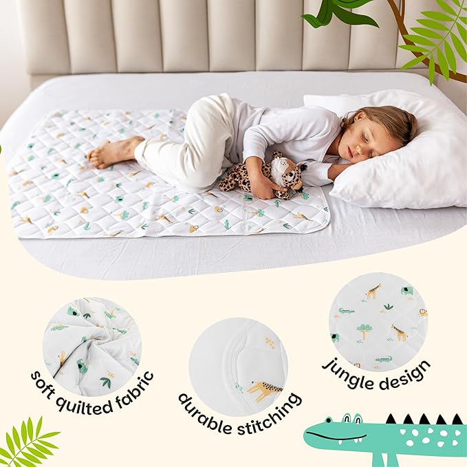 Lynmark® Potty Training Mattress Protector Pee Pads for Kids - Waterproof Toddler Bed Wetting Mat for Toilet Training - Non-Slip Washable Bedwetting Topper Absorbs Up to 2000ml - 35" x 33", Explorer