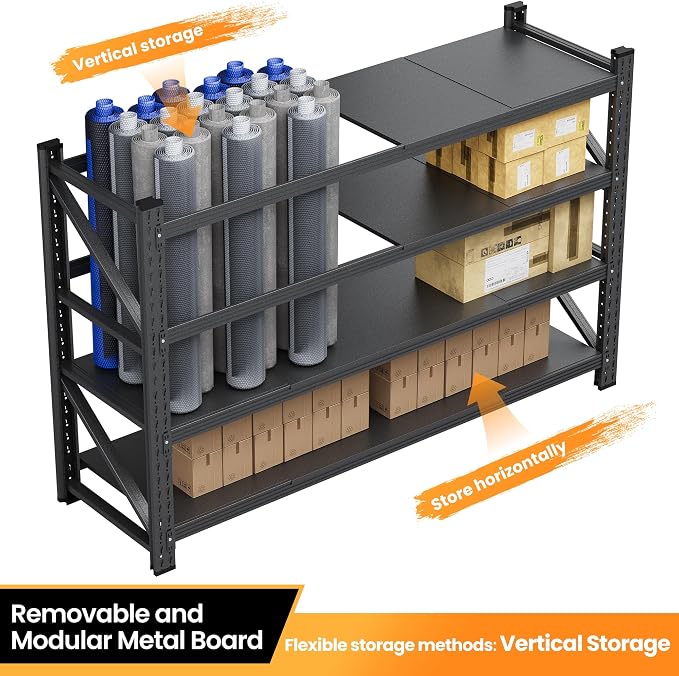 71”W Garage Shelving Units, 5000LBS Storage Shelves Heavy Duty, 24" Deep Metal Shelving Rack, 4 Tier Large Tall Industrial Shelving , Adjustable Standing Shelf for Warehouse / Shop 71"W x 24"D x 70"H - Image 6