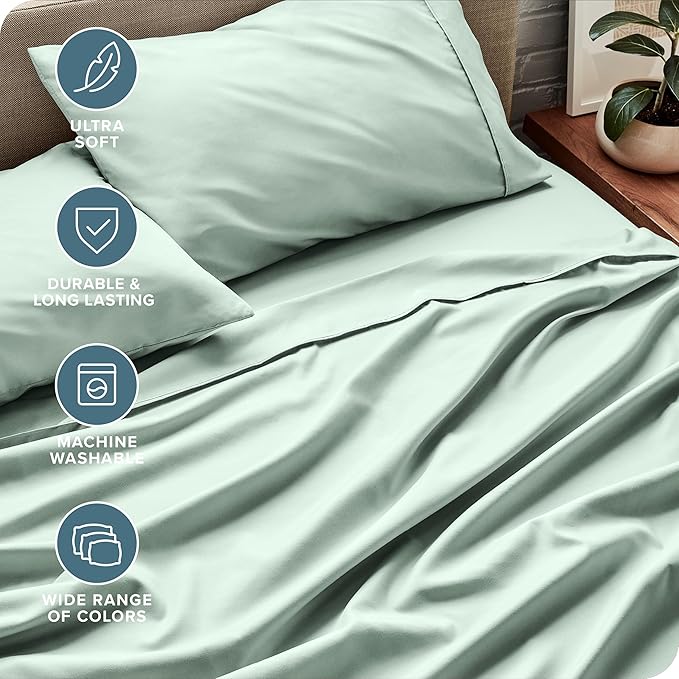Bare Home Twin XL Sheet Set - 1800 Ultra-Soft Microfiber Twin Extra Long Bed Sheets - Double Brushed - Deep Pockets - Easy Fit - 3 Piece Set - Bedding Sheets & Pillowcases (Twin XL, Spring Mint)