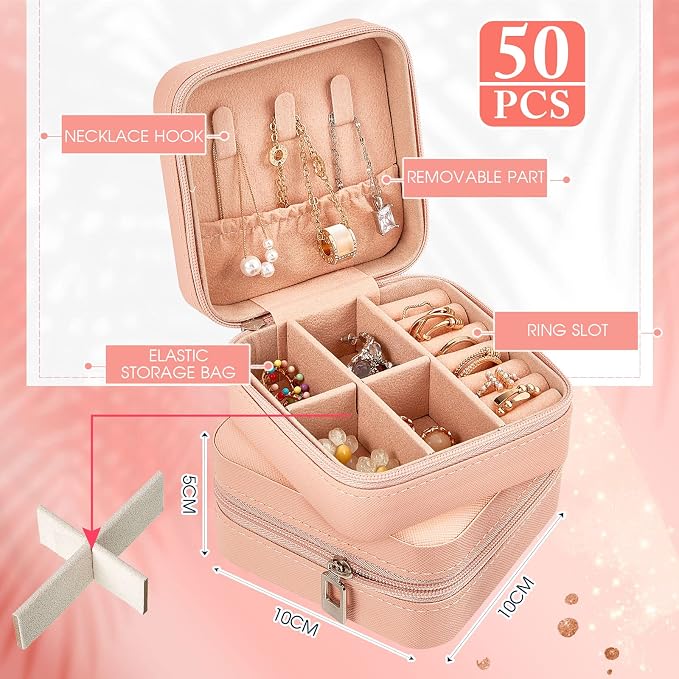 Taiyin Travel Jewelry Case, Bridesmaid Gifts Mini Jewelry Organizer, PU Leather Portable Earring Box for Women Girls - Image 2