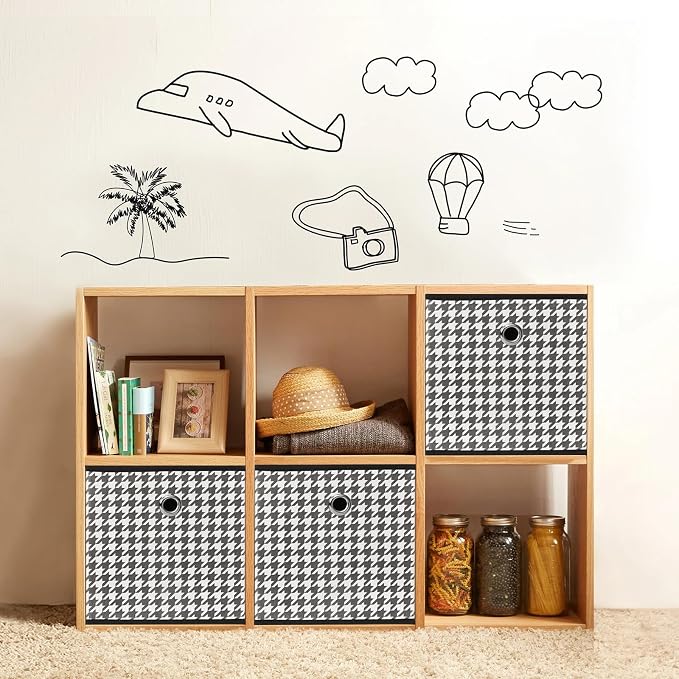 Foldable Storage Cubes Bins ,11 Inch Cloth Storage Cube Fabric Storage Box Cubes Organizer Baskets with Dual Handles for Home Organizer Set of 6 (Houndstooth) - Image 4