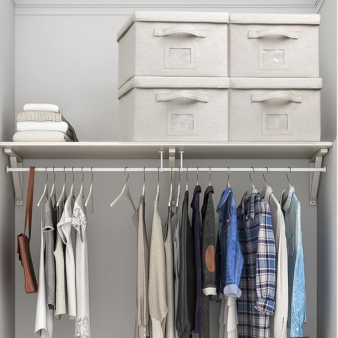 Large 17''x12'' Quart Collapsible Stackable Storage Bins with Lids, 2 Packs Off White Fabric Closet Boxes with Lids, Storage Cube Baskets Container Organizers for Bedroom Office(17''x12.2x''8'') - Image 6