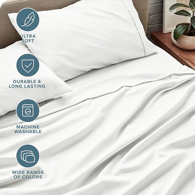 Bare Home Queen Sheet Set - 1800 Ultra-Soft Microfiber Queen Bed Sheets - Double Brushed - Deep Pockets - Easy Fit - 4 Piece Set - Bedding Sheets & Pillowcases (Queen, Cream)