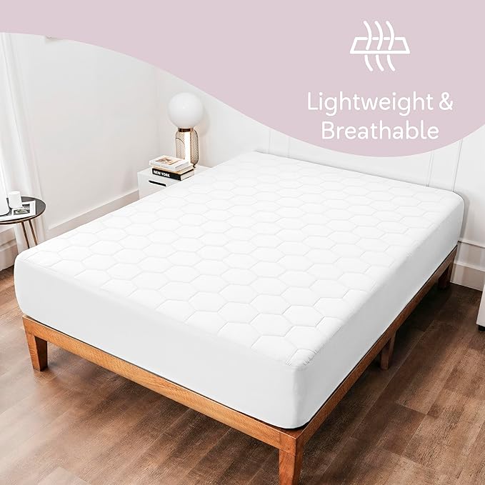 Hearth & Harbor 12 Pack Full Size Quilted Fitted Mattress Pad Cover, 100% Waterproof Mattress Protectors, Deep Pocket Fitted Mattress Cover 8" - 21" (54" x 75", White)