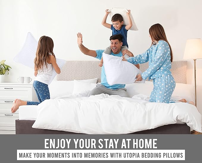 Utopia Bedding Bed Pillows for Sleeping Standard Size (White), Set of 2, Down Alternative Pillow for Sleeping, Cooling Hotel Quality Pillow Set for Back, Stomach or Side Sleepers