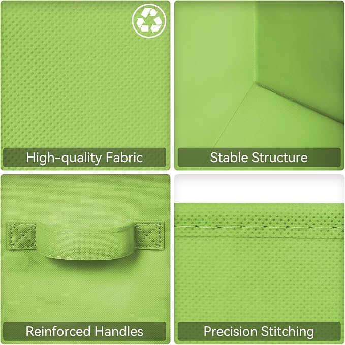 GRANNY SAYS Cube Storage Bins, 11 Inch 6 Pack Cube Storage Organizer, Foldable Fabric Storage Bins with Handle, Storage Baskets for Shelves, Closet, Light Green - Image 6