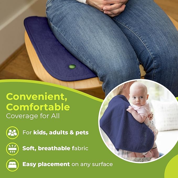 PeapodMats Chair Pads for Incontinence | Washable, Waterproof Chair & Bed Incontinence Pads | Suitable for Kids, Adults, Elderly & Pets, 1.5 x 1.5 Navy Blue