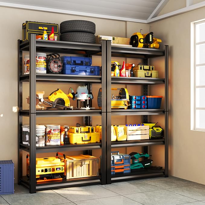 5Tier Garage Metal Shelving,3020 lbs Storage Shelves Heavy-Duty,40''W*18''D*72''H Adjustable Industrial Shelving Unit, Double-Layer Column with Reinforced Ribs for Basement Kitchens - Image 7