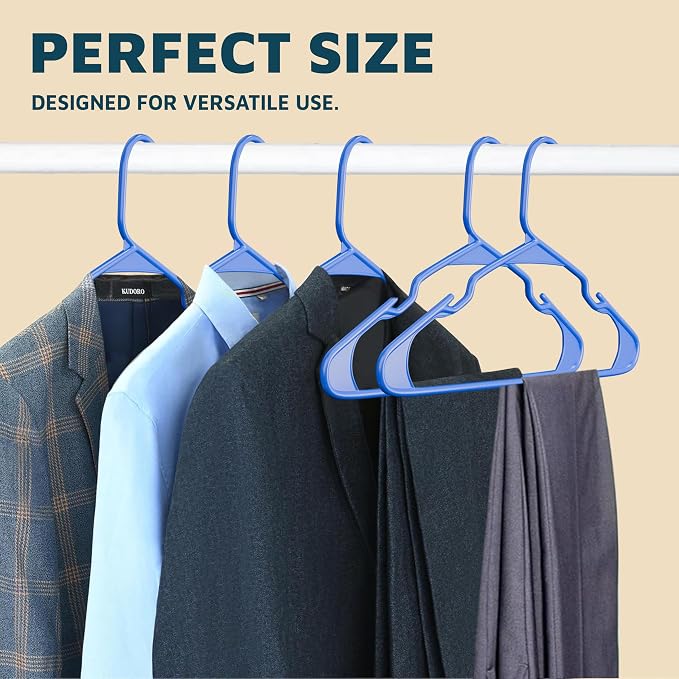Lifemaster Plastic Clothes Hangers – Heavy Duty Hanger Set, for Organizing Clothes, Dresses, and Coat, Holds Up to 5 lbs, Space-Saving Hangers with Non-Slip Shoulder Grooves, Pack of 10, Blue - Image 9