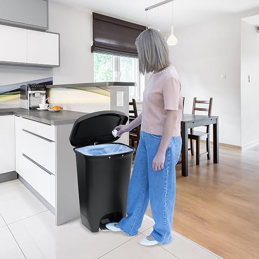 Glad 13 Gallon Trash Can | Plastic Kitchen Waste Bin with Odor Protection of Lid | Hands Free with Step On Foot Pedal and Garbage Bag Rings, Black - Image 8