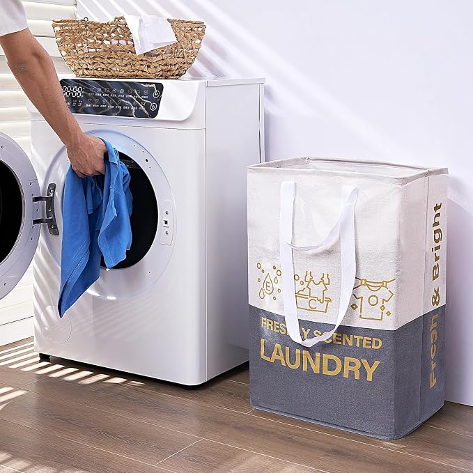 ELONG HOME 2 Pack Laundry Baskets, 92L Freestanding Laundry Basket with Handles, Waterproof Tall Collapsible Clothes Hamper for Dorm, Bedroom, Bathroom - Image 7
