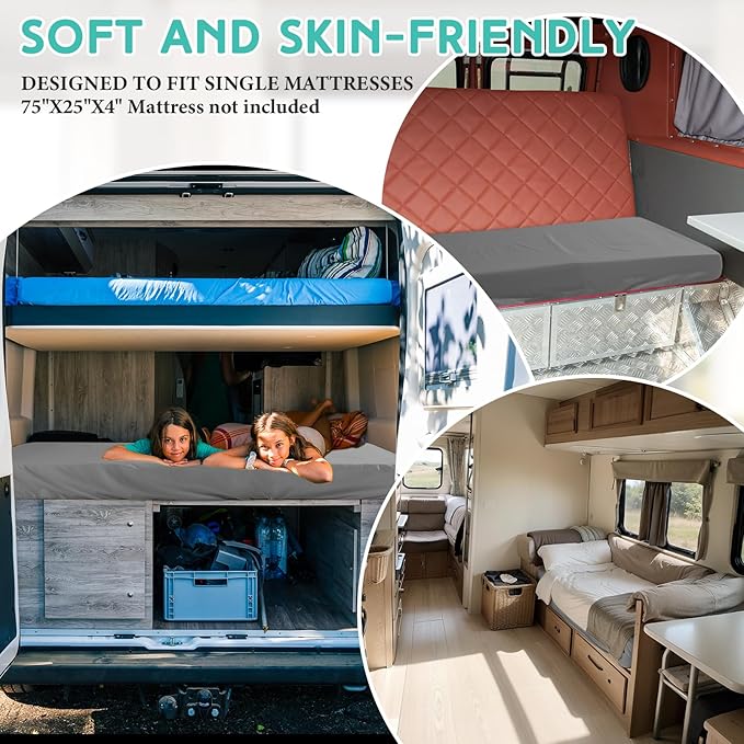 2-3 Inch Mattress Topper Cover (Only Cover) Memory Foam Protector Microfiber Memory Foam for Latex Mattress Topper Gel RV(King 80 x 78 Inch,Dark Gray)