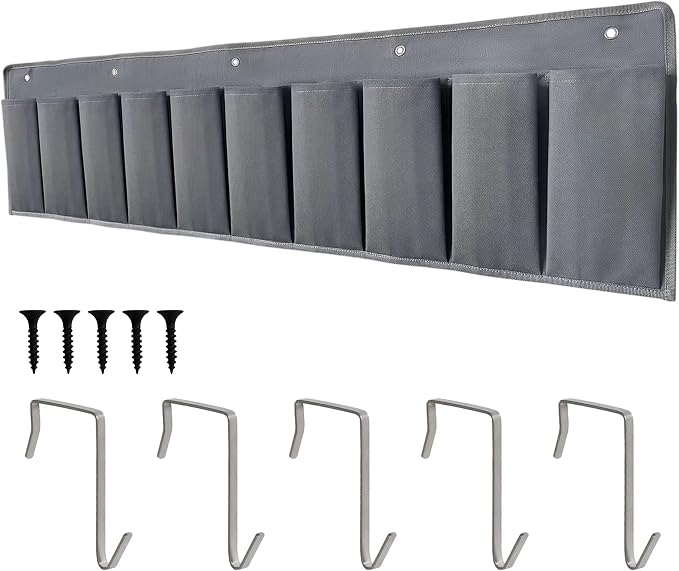 RVZONE RV Shoe Pockets 10 Pockets Heavy Hanging Bedside Storage Organizer with Sturdy Hooks Storage Pockets Hangs on bed for Shoes Toys and Tool Accessories by RVZONE