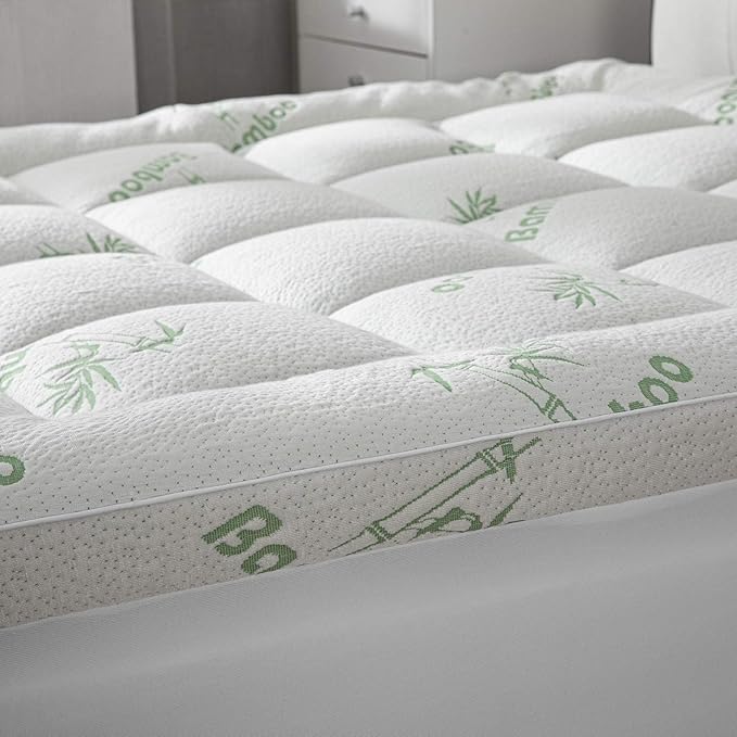 Cooling Mattress Topper - King Size | Plush Pad Mattress Topper for Back Pain Relief, 8-21" Deep Pocket | Viscose Made from Bamboo Pillow Top | Bedroom Essentials