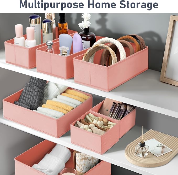 DIMJ Drawer Organizer Clothes 15 Pack - Foldable Dresser Organizer for Nursery, Bedroom, Closet - Pink Dividers for Baby Clothes, Underwear, Clothing, Sock, Belt, Tie - Image 4