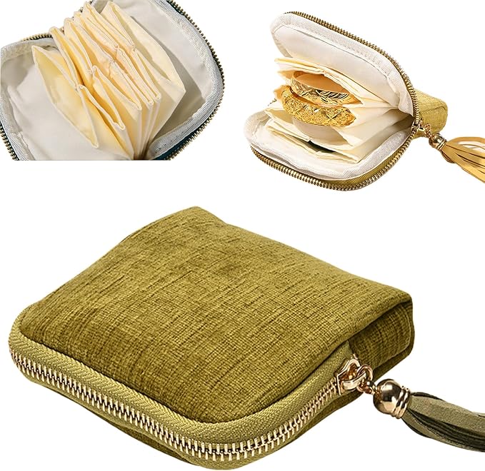 Travel Jewelry Organizer Bag Small Jewelry Holder Case with Tassel Zipper for Vacation Business Trip, Velvet Necklace Earrings Bangles Storage Box for Women Girls by Unknown