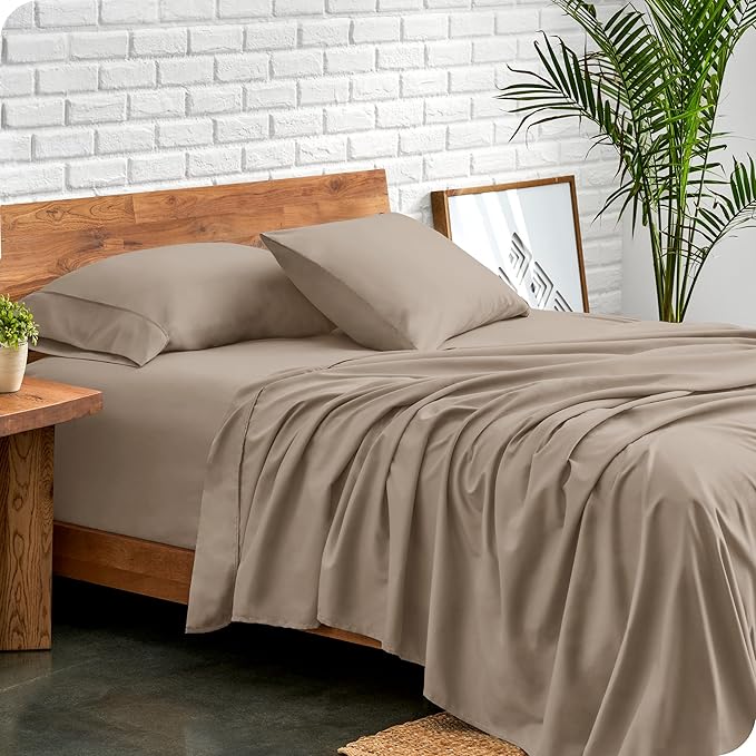 Bare Home King Sheet Set - 1800 Ultra-Soft Microfiber King Bed Sheets - Double Brushed - Deep Pockets - Easy Fit - 4 Piece Set - Bedding Sheets & Pillowcases (King, Pebble)
