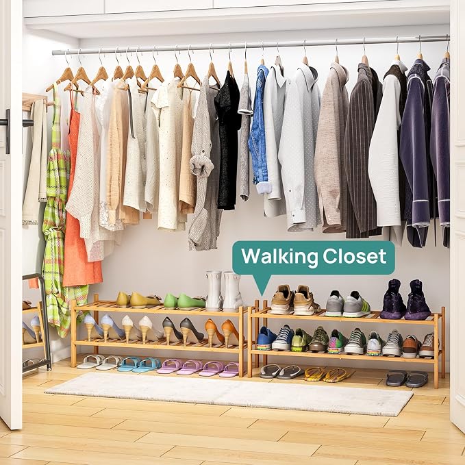viewcare 2-Tier Long Shoe Rack for Entryway, Black Bamboo Wood Shoe Rack for Closet & Hallway, Long 33IN | Beautiful | Functional | Sturdy | Durable - Image 4