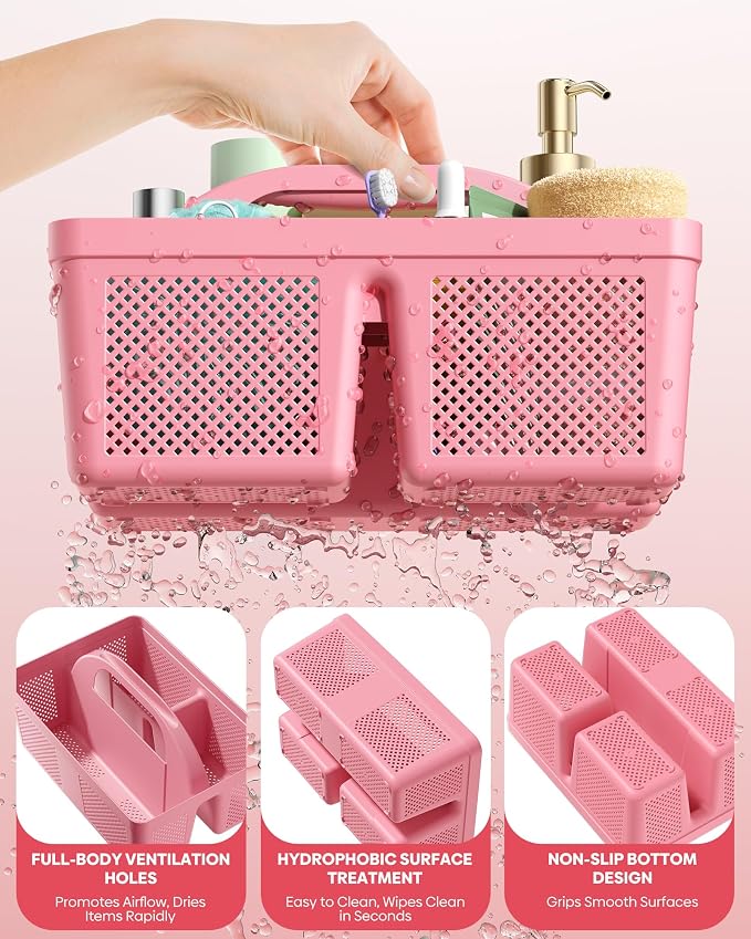 4 Pack Portable Shower Caddy, Integrated Handle, Reinforced Plastic, Organizer Storage Bathroom Supplies and Beauty Products, Cleaning Supplies, Shower Basket for Home, Dorm, Shelf and Cabinet - Image 5