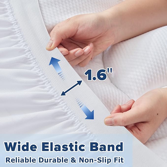 King Mattress Pad for Back & Hip Pain Relief, Pillow Top Cooling Bed Topper Quilted Fitted, Hotel Quality Deep Pocket Soft King Mattress Protector Cover Washable (78x80 inch, White)
