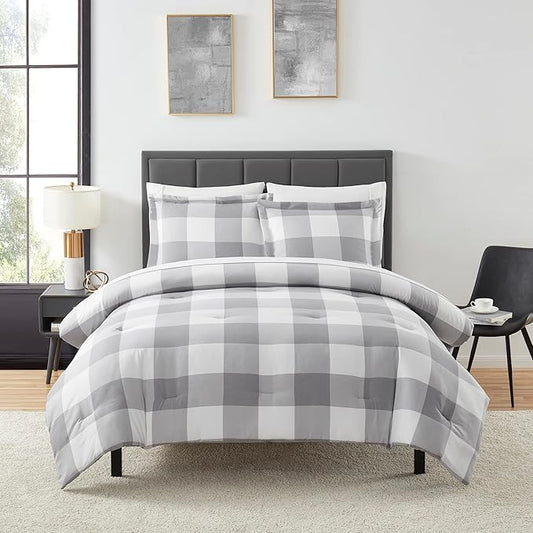 Twin Comforter Set with Sheets - 5-Piece Bedding Collection - 1 Comforter, 1 Fitted Sheet, 1 Flat, 2 Pillowcases - Deep Pocket - Soft & Premium Quality - Ideal for All Seasons, Checkered Box