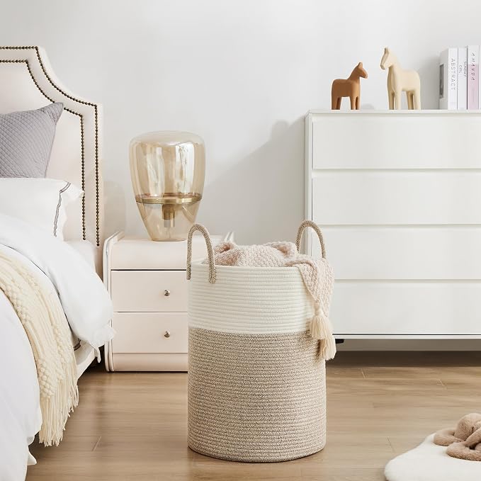 Cotton Rope Laundry Basket by YOUDENOVA, 72L Woven Collapsible Laundry Hamper, Clothes Hamper with Reinforced Handles in the Laundry Room, Bedroom, Bathroom, Brown - Image 7