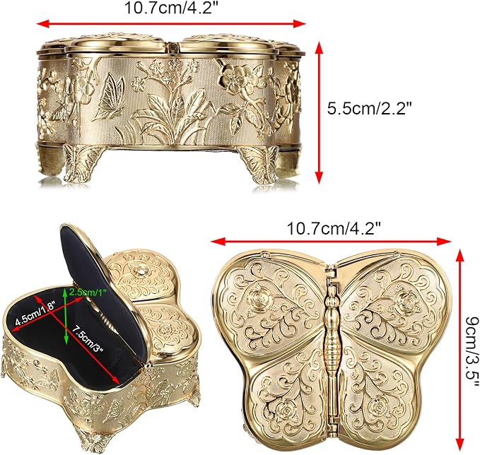 Hipiwe Decorative Jewelry Storage Box Gold Trinket Box for Necklace Ring Earrings Organizer Treasure Keepsake Holder for Women, Medium - Image 5
