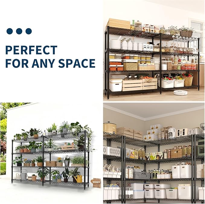 Garvee 70.8" W Storage Shelves Metal Shelving Unit, 4-Tier Heavy Duty Wire Shelving Extra Wide L-Shaped Storage Rack for Apartment Pantry Kitchen Corner Bedroom - Image 4