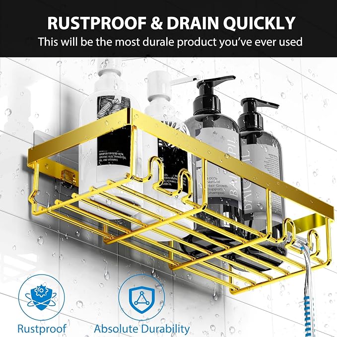 Moforoco Adhesive Shower Caddy Organizer Shelves Rack - 5 Pack Corner Bathroom Storage Organization, Home & Kitchen Decor Inside RV Accessories, Hanging First Apartment Household Camper Essentials - Image 3