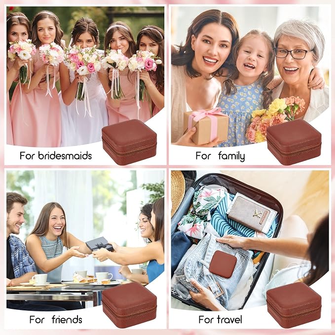 Taiyin Travel Jewelry Case, Bridesmaid Gifts Mini Jewelry Organizer, PU Leather Portable Earring Box for Women Girls - Image 7