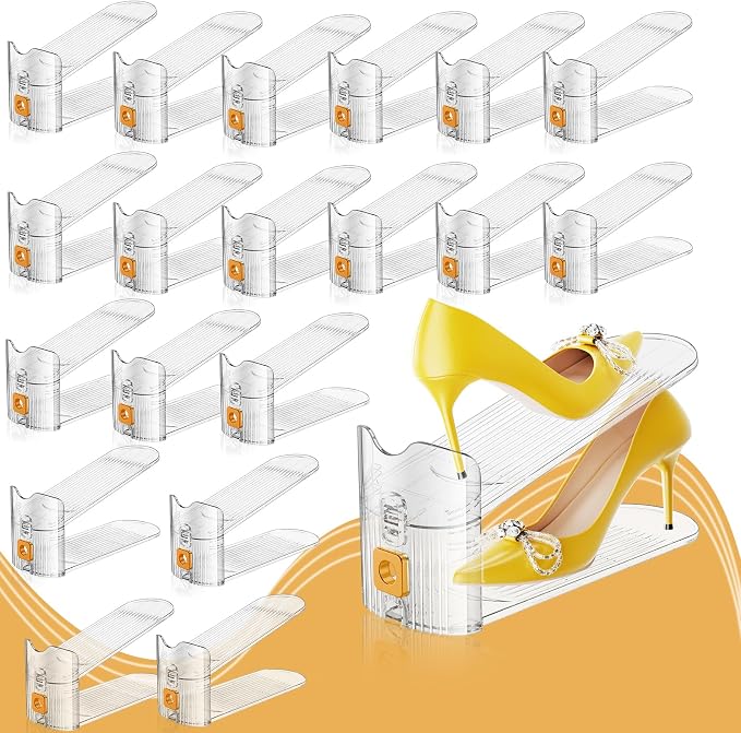 FENRUNXU Shoe Slots Organizer for Closet, Shoe Stacker Organizer Double Layer Stack Shoe Rack, Shoe Display Shelf 50% Space Saver Storage Holder for Closet, 36 PACK by FENRUNXU