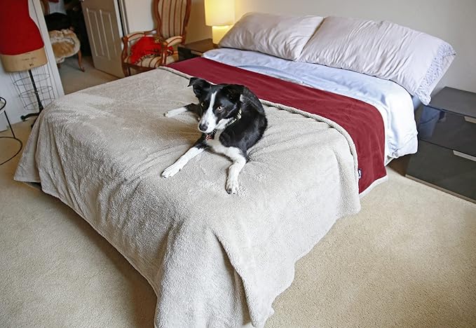 Catalonia Waterproof Blanket, Washable Leakproof Bed Cover for Couples, Reversible Protector Blanket for Bed Couch Sofa, 80X90 inches, Wine
