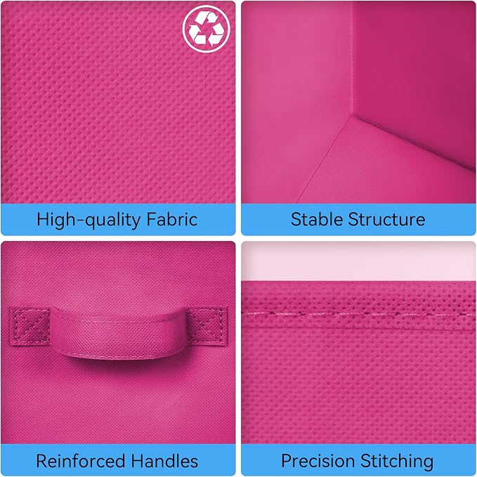Cupic Cupid 11 Inch Storage Cube, Fabric Cube Storage Bin with Handles, Storage Cube Organizer for Clothes and Toys, Collapsible Cube Bins for Closet, Shelves, Nursery, 6-Pack, Pink Gradient - Image 7