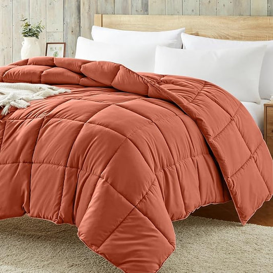 Homelike Moment Twin Comforter Duvet Insert - Orange Down Alternative Bed Comforter Twin Size, Lightweight Bedding Comforters Quilted Soft All Season Burnt Orange
