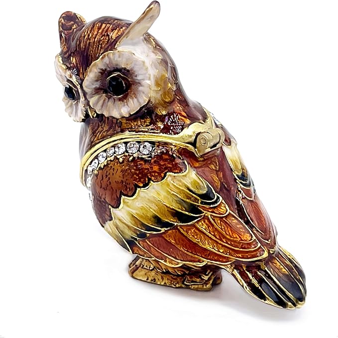 Luxury Owl Brid Hinged Trinket Box with Crystals Collectible Animal Jewelry Box for Rings Earrings,Owl Figurine Home Decor Gifts for Women - Image 2