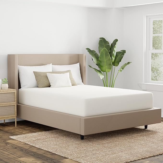 AllerEase 100% Organically Grown Cotton Top Waterproof Mattress Pad Twin Size Plush Hypoallergenic Fill Allergy Defense Fabric Machine Washable Stretch Sidewalls Fitted Mattress Cover Topper (White)