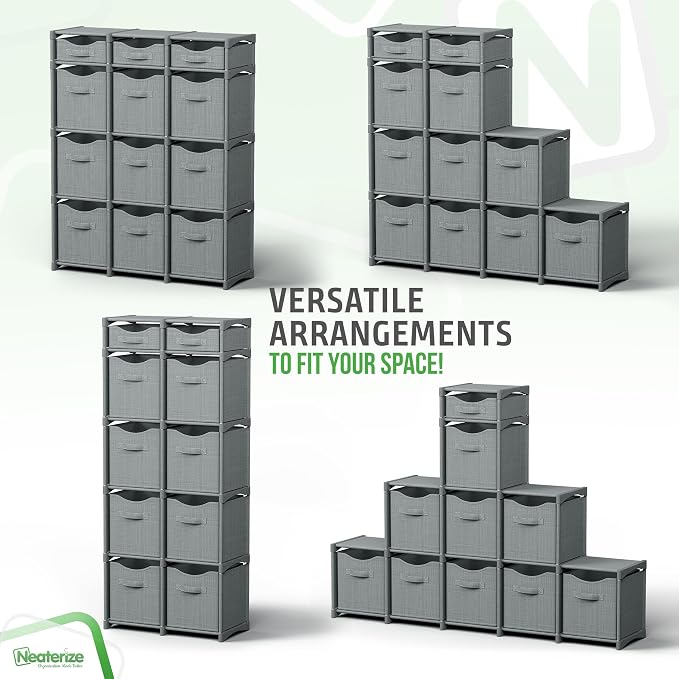 Cube Storage Organizer with Storage Bins Included - The Perfect Closet Organizers and Storage Solution. Includes 12 Storage Cubes, Great For Toy Storage, Closet Storage, Clothes Storage (Grey) - Image 5