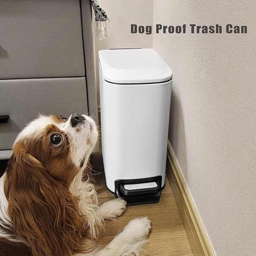 Cesun Small Bathroom Trash Can with Lid Soft Close, Step Pedal, 6 Liter / 1.6 Gallon Stainless Steel Slim Garbage Can for Bedroom, Diaper Waste Basket with Removable Inner Bucket (White) - Image 6