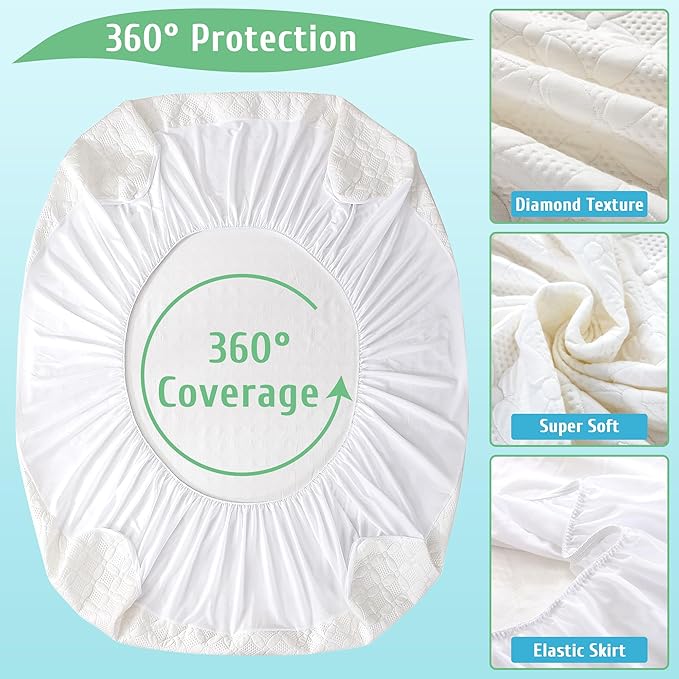 California King Mattress Protector, Soft Breathable Waterproof Cal King Mattress Pad Cover, 6-18 in Deep Pockets, 72"x84", White