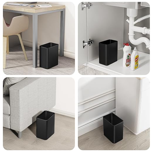 Cesun Small Bathroom Trash Can 2.1 Gallon Wastebasket, Modern Metal Garbage Can Office Waste Basket, Matte Black Stainless Steel Trash Bin for Bedroom, Home Office, Toilet, rv, Near Desk, Under Sink - Image 7