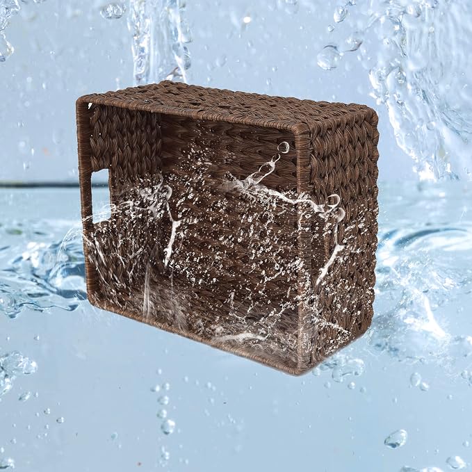 GRANNY SAYS Large Wicker Basket, Decorative Woven Basket for Storage, Waterproof Storage Basket Organizer, Wicker Storage Basket for Organizing, Brown Basket, 1-Pack - Image 3