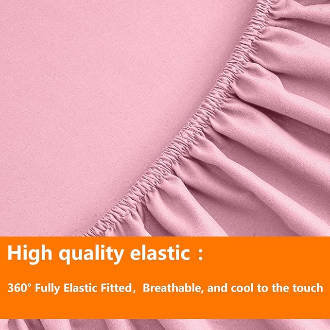 TAIMIT Pink Queen Size Comforter Set - 7 Pieces, Bed in a Bag Bedding Sets with All Season Soft Quilted Warm Fluffy Reversible Comforter,Flat Sheet,Fitted Sheet,2 Pillow Shams,2 Pillowcases