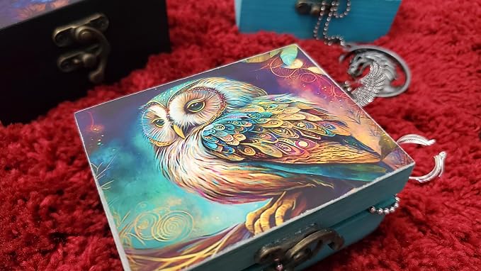 Owl Trinket Box Small Jewelry Keepsake Box | Earrings Necklace Storage Box for Girls Women | Owl lovers Gift Idea Valentine's Day, Birthday Christmas, Weddings, Animals Ornaments for Home Décor - Image 6