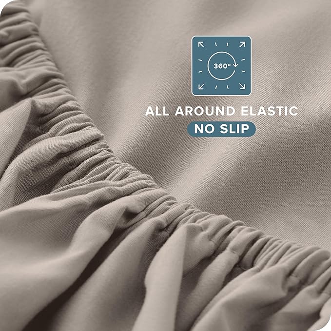 Bare Home Full Sheet Set - 1800 Ultra-Soft Microfiber Full Bed Sheets - Double Brushed - Deep Pockets - Easy Fit - 4 Piece Set - Bedding Sheets & Pillowcases (Full, Khaki)