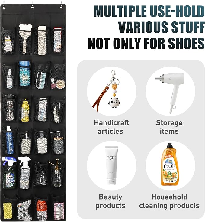 24 Large Pockets Upgraded Over the Door Shoe Organizer, Enhanced Hanging Solution Holder Closets, Shoe Cabinets for Everyone - Image 7