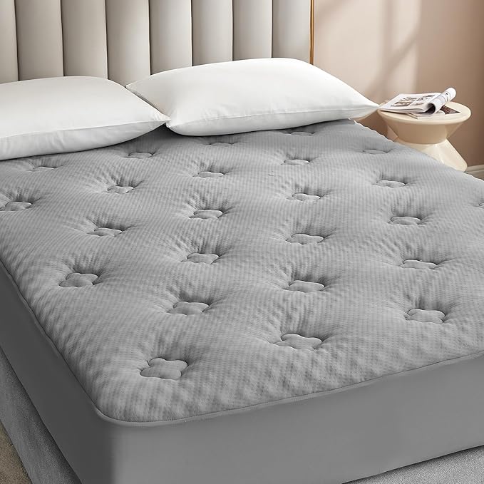 Hansleep Memory Foam Mattress Pad California King, Pillow Top Mattress Topper Cal King for Back Pain Relief with Egg Crate Gel Foam, Breathable Mattresses Cover with Deep Pocket, 72" x 84", Light Grey
