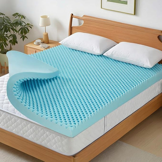 2 Inch Mattress Topper, Twin Size Memory Foam Mattress Topper with Cooling Gel Egg Crate Mattresses Top, Plush Feel, Breathable, Pressure Relief for Bedroom,Twin