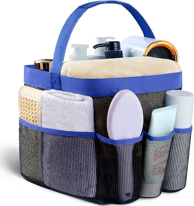 Attmu Mesh Shower Caddy Portable for College Dorm Room Camping Essentials, Shower Caddy Dorm with 9-Pockets, Large Capacity Hanging Basket Bathroom Bag for Toiletry, Swimming, Gym, Camp, Beach by Attmu