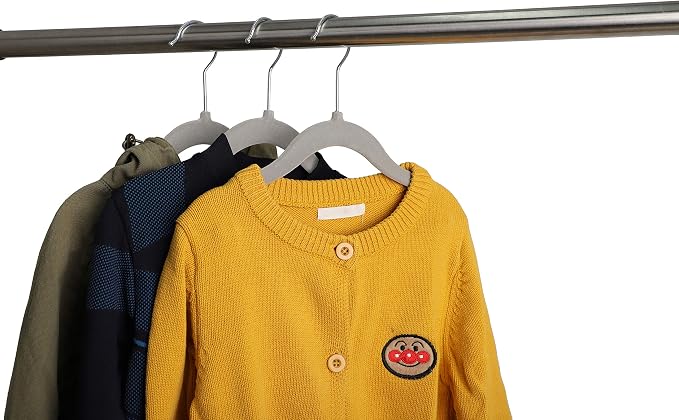 Finnhomy Non-Slip Clothes Hangers for Baby and Kids 20-Pack Velvet Hangers with Movable Clips, Heavy-Duty and Space-Saving for Pants,Skirts, Coat, Gray - Image 4