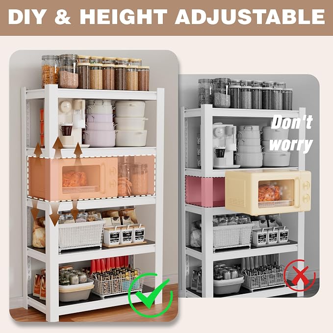 WORKPRO House 5-Tier Shelving Unit, 3000lbs Adjustable Storage Shelves, Boltless Book Shelf, Shelf Organizer for Kitchen, Living Room, Bathroom, Wood Grain Pattern, Waterproof Board, 24-1/10"W, White - Image 5